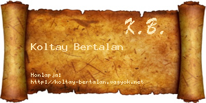 Koltay Bertalan névjegykártya